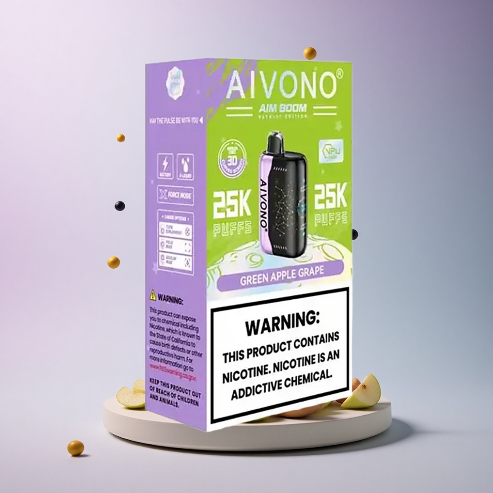 Aivono Aim Boom 25000 Green Apple Grape 0% Nicotine 650mAh