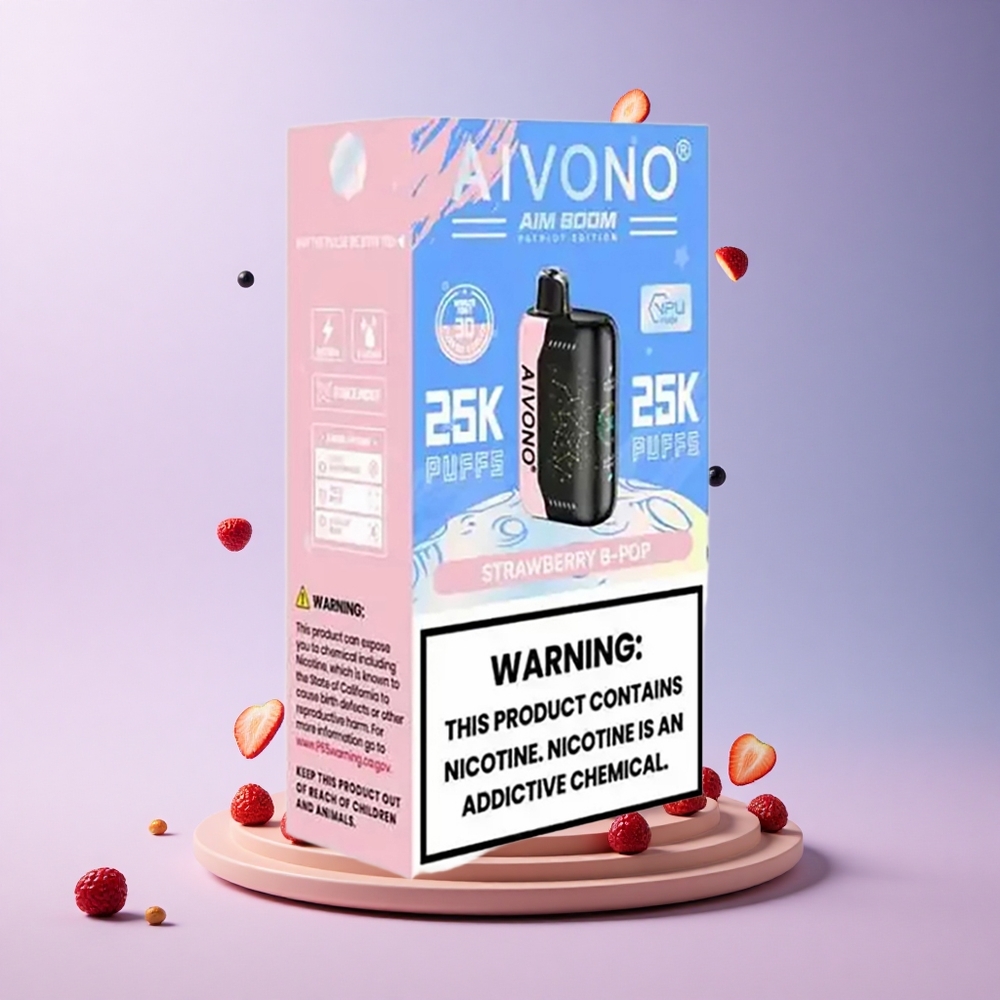 Aivono Aim Boom 25000 Strawberry B Pop 28ml 650mAh 0% Nicotine