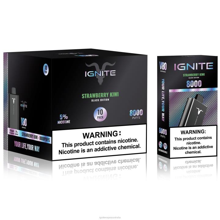 RP6R64 IGNITE V80 Vape Pen 10-Pack Ignite group Australia pty ltd - Strawberry Kiwi
